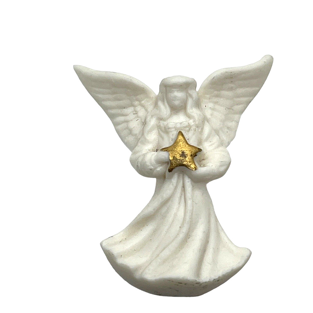 Lenox Angel Brooch Pin Gold Star Porcelain Jewelry Vintage Christmas Christian